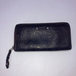 Fossil, Large, brown leather, embossed women's wallet.